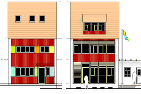 Ansicht Reihenhaus in Schwedenrot