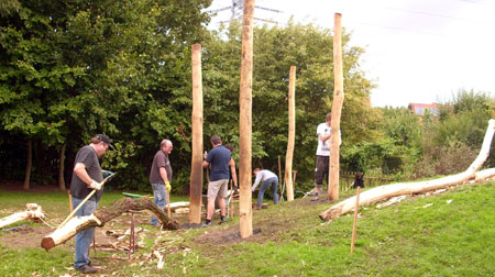 die Robinienstämme sind gesetzt
